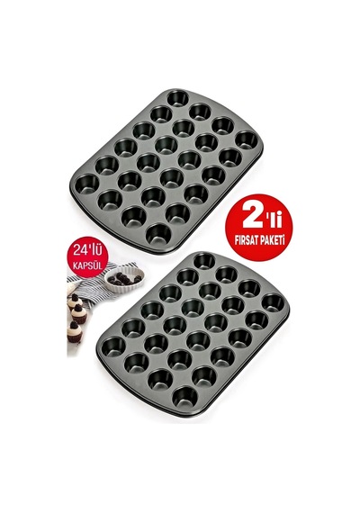 Muffin Kalıbı 24'lü Mini Cupcake Fırın Kapsülü Kek Browni Kekstra Kurabiye Kalıbı Muffin Baking Pan