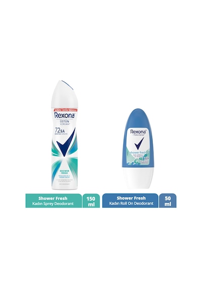 Rexona Shower Fresh Kadın Sprey Deodorant 150 ML + Shower Fresh Kadın Roll-On Deodorant 50 ML