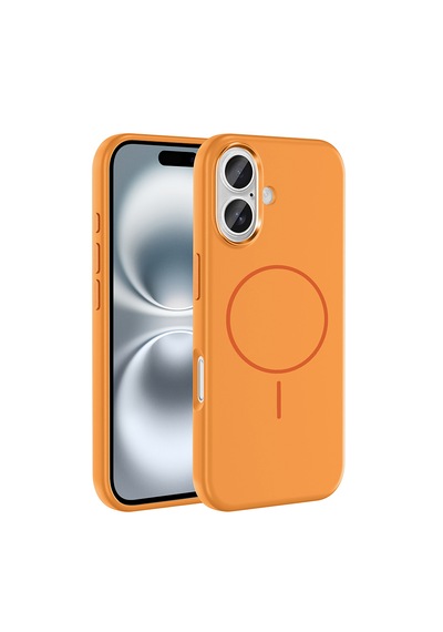 Apple Uyumlu iPhone 16 Kılıf M-safe Şarj Özellikli Metal Kamera Çerçeveli Zore Edi Silikon Kapak Turuncu Apple Uyumlu iPhone 16 Kılıf M-safe Şarj Özellikli Metal Kamera Çerçeveli Zore Edi Silikon Kapak Turuncu