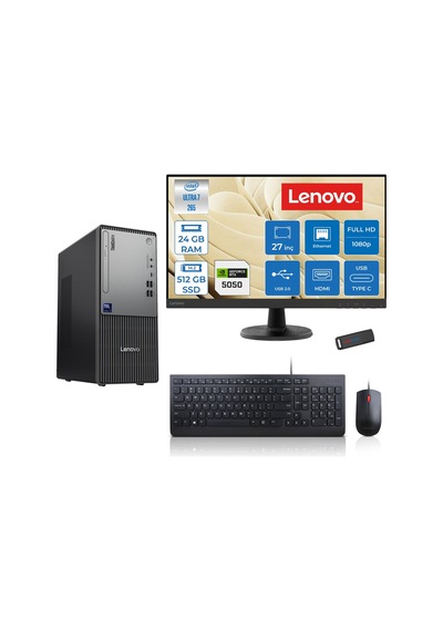 Lenovo ThinkCentre Neo 50T Gen 6 2713BD007WTR24F07 Ultra 7 265 24 GB 512 GB SSD RTX5050 27" Free Dos Masaüstü Bilgisayar + USB Bellek