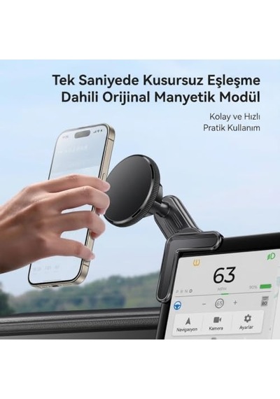 Magsafe Uyumlu Araç İçi Telefon Tutucu - Tesla Ve Tüm Araç Ekranı Arkası Montaj - 360 Dönebilen Katlanabilir G