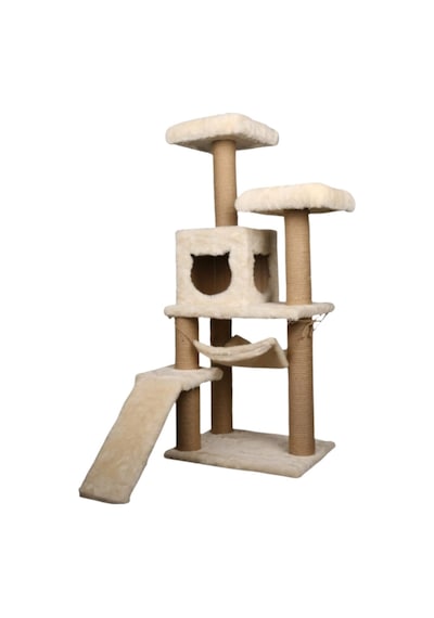 Reyo Pet S-9 Kedi Tırmalama Kulesi Platformlu 124 Cm Beyaz