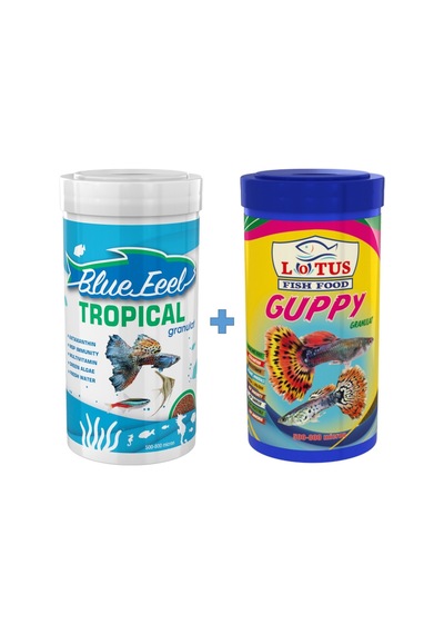 Tropical Mix 250ML ve Lotus Guppy 250ML Kutu Tropikal Balık Yemi
