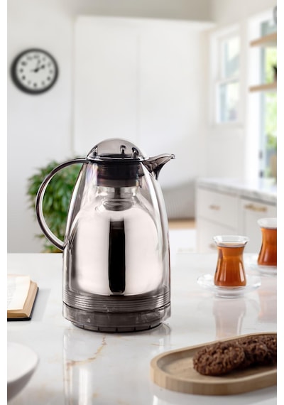 1.5 Lt Isı Yalıtımlı Çay Ve Soğuk Su Termosu Füme 12 Saat Sıcak Tutar& İçi Camdır