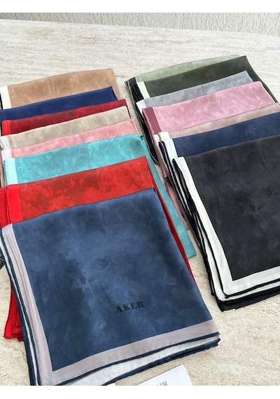 Zeylin Aker Bulut Desen Sura İpek Eşarp 7208701-344 kırmızı
