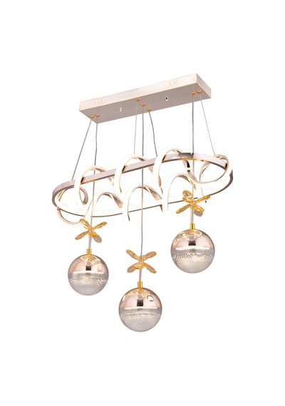 Deniz Elips 3 Toplu Modern Sarkıt Avize ,gold Sarkıt Power Led Avize, 3 Renk Yanabilen Led Avize,