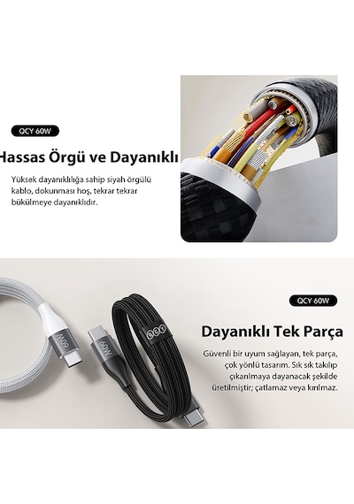 Type-c Şarj Kablosu 60w 1.2 Metre Halat Örgü 480mbps Kırılmaz Bükülmez Data Kablosu Dc21 Type C Kablo