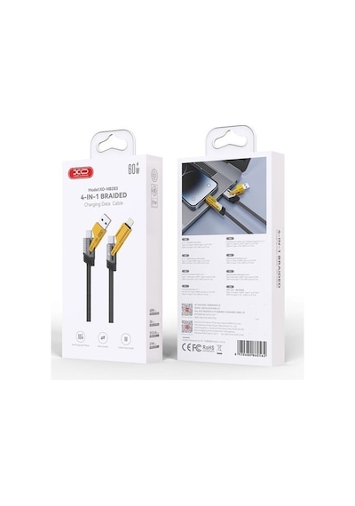 60w 1metre Pd Hızlı Fast Destekli 4 Lü Usb-a ,type-c , Lightning Dayanıklı Data Şarj Kablosu