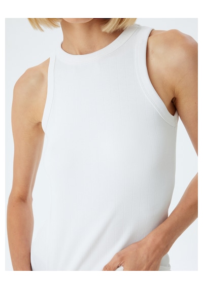 Koton Halter Yaka Atlet Modal Kumaş Dokulu Beyaz 4sak10969ek Beyaz