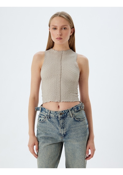 Koton Crop Atlet Halter Yaka Bürümcük Kumaş Bej 4sak10076ek Ekru Koton Crop Atlet Halter Yaka Bürümcük Kumaş Bej 4sak10076ek Ekru