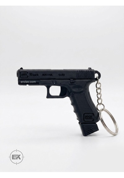 G19 Model Tabanca Anahtarlık Kılıflı, Klipsli Siyah