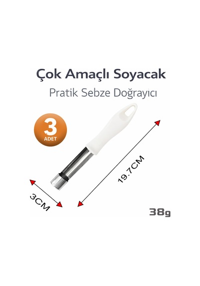 Çok Amaçlı Oyma Aparatı, Sebze Oyucu, Çelik Rende Oyucu, Pratik Sebze Doğrayıcı 3 Adet Çok Renkli Diğer