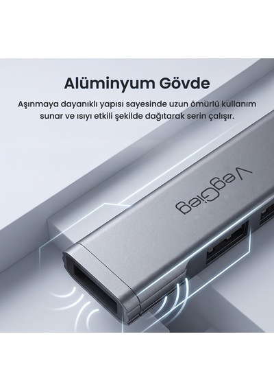Veggieg 4 Portlu Usb-a To Usb 3.0 + 3 Usb 2.0 Çoklayıcı Dönüştürücü Usb Hub