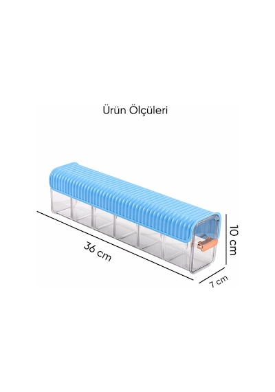 6 Bölmeli Sürgülü Çekmece İçi Organizer Plastik Çorap İç Çamaşır Dolap Düzenleyici Mavi