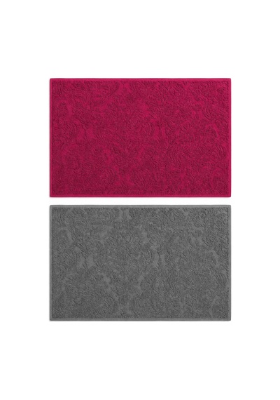 2'li Jakarlı Büyük Boy Banyo Havlusu 90x150 Cm %100 Pamuk Lorea 650 Gr Fuşya-gri