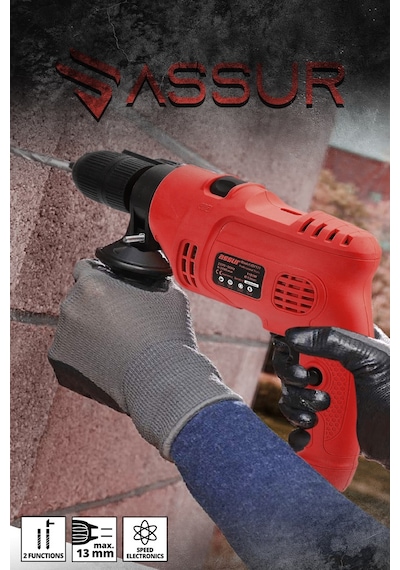 Assur ASR207 500 W 13 MM Elektrikli Matkap Kırmızı