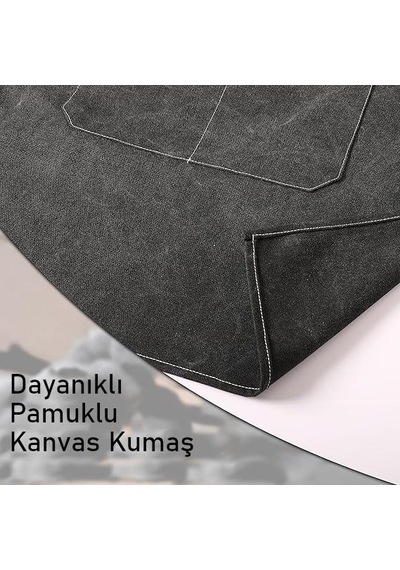Valkyrie Unisex Kanvas Mutfak Önlüğü Ayarlanabilir Askılı Cepli Barista Garson Servis Önlüğü Siyah