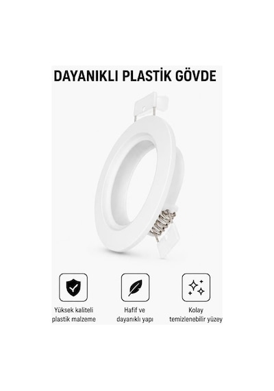 Yuvarlak Spot Armatür Kasası Beyaz Gu10 Ve Mr16 Ampul Uyumlu Sıva Altı Plastik Boş Spot Kasa - 5,7 Cm Delik Diğer