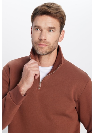 Tudors Unisex Relax Fit Rahat Kesim Pamuklu İçi Polarlı Yarım Fermuarlı Kahverengi Dik Yaka Sweatshirt-31446 Kahverengi Tudors Unisex Relax Fit Rahat Kesim Pamuklu İçi Polarlı Yarım Fermuarlı Kahverengi Dik Yaka Sweatshirt-31446 Kahverengi