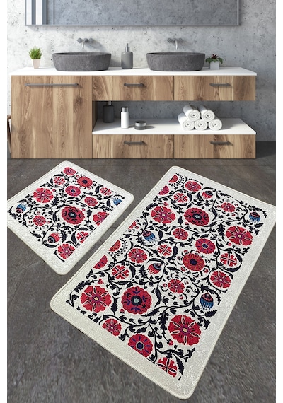 Sheffield Banyo Halısı Djt 2 Li Set Banyo Halısı Paspas Yıkanabilir Kaymaz Çok Renkli