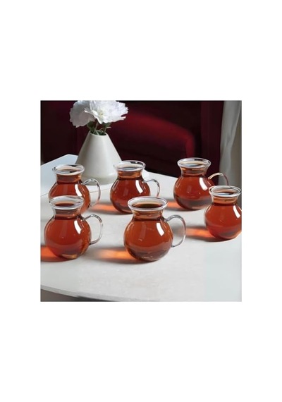 6 Lı Borosilikat Cam Çay Bardağı - Geniş Hazneli Isıya Dayanıklı Cam Çay Bardağı Seti Aeropress