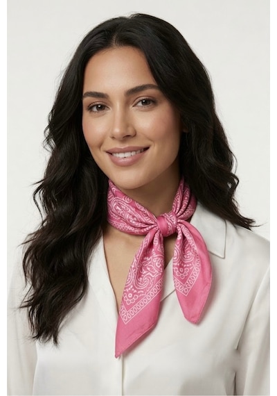 Mollycrush Unisex Pembe Şal Desenli Fular Günlük Saç Aksesuarı Boyunluk Ve Outdoor Bandana Şeker Pembe