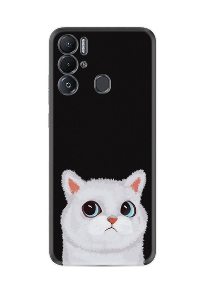 Tecno Pova Neo Kılıf Resimli Desenli Silikon Platinium Series White Cat 1835
