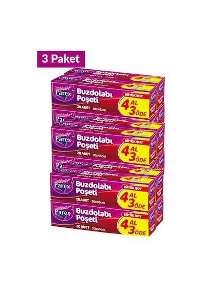 Buzdolabı Poşeti Büyük Boy 4 Al 3 Öde 4 20 30 X 45 Cm Üçlü Set