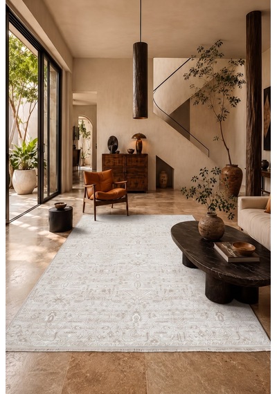Romans Vizyon 3511 Bej Vintage Desenli Akrilik Salon Halısı