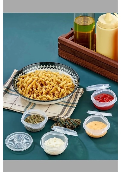 9 Lu Yelpaze Kapaklı Şeffaf Mini Sosluk - Ketçap Mayonez Kabı- Ka