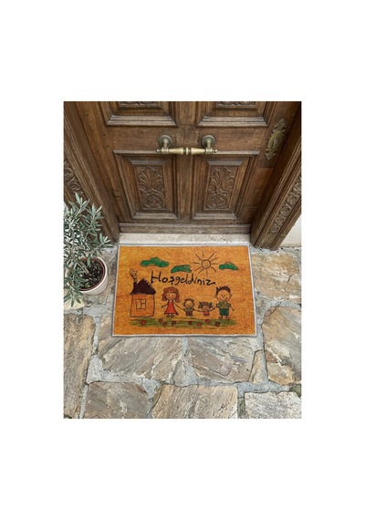 Ana Okulu Çocuk Tasarım Dekoratif Kapı Önü Paspası 40x60cm Çok Renkli