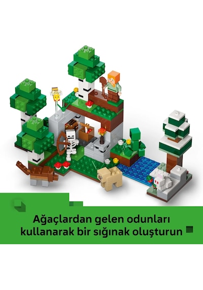 LEGO® Minecraft® İlk Gece Macerası 21593 - 8 Yaş ve Üzeri Çocuklar için 7 Figür İçeren Yaratıcı Oyuncak Yapım Seti (301 Parça)