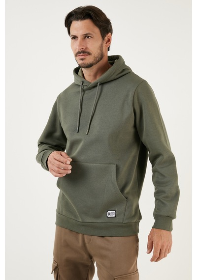 Buratti Regular Fit Kapüşonlu Kanguru Cepli Içi Tüylü Yumuşak Şardonlu Erkek Sweat 5905281 Haki