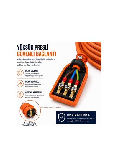 3x2.5mm Ttr Topraklı Turuncu Seyyar Uzatma Kablosu 10 Metre Diger