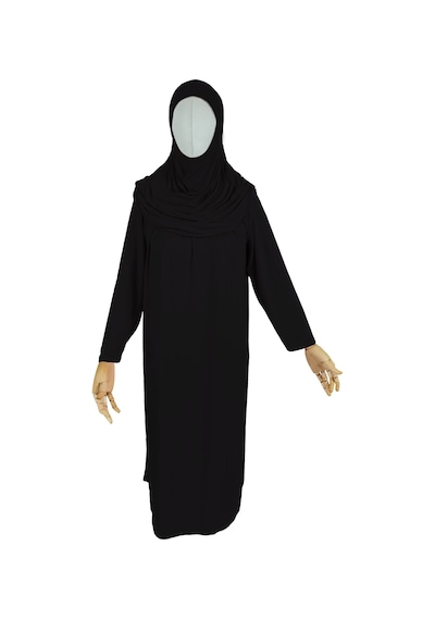 Pratik Tek Parça Organik Kız Çocuk Namaz Elbisesi Siyah