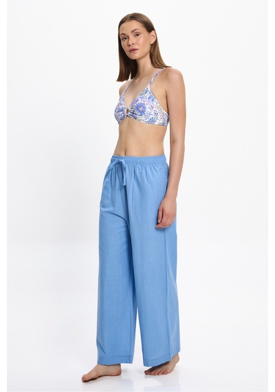 Toosalty Kadın Mavi Bol Paça %100 Cotton Plaj Pantolon 25pl04st Mavi