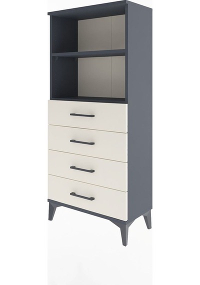 Arges Dolap 2 Raflı 4 Çekmeceli 60x30x134 Antrasit-aytaşı Antrasit