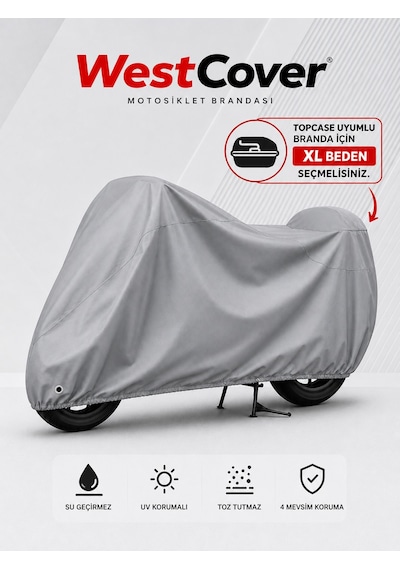 Arora Htx Pro 50 Gri Arka Çanta Ve Kilit Uyumlu-motosiklet Brandası,su Geçirmez Uvli Motor Örtüsü Bağlantı Klipsli Taşıma Çantalı.