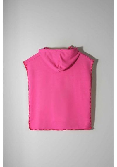 Luess Kız Çocuk Pembe Çilek Baskılı Panço-pembe