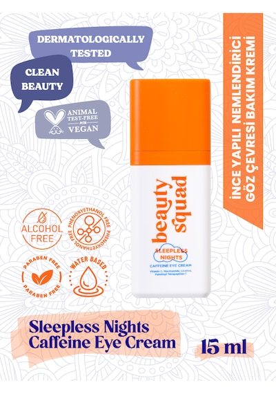 Beauty Squad Sleepless Nights Kafein İçeren Aydınlatıcı ve Nemlendirici Göz Çevresi Kremi 15 ML