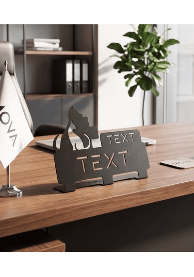 Kişiye Özel Hediyelik Ofis Için Metal Isimlik Siyah