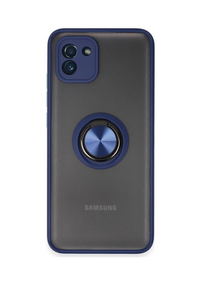 Newface - 142 - Samsung Samsung Uyumlu Galaxy A03 Kılıf Montreal Yüzüklü Silikon Kapak - Lvsqvr - - Lacivert