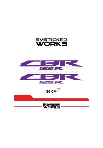 Honda Cbr 125r Sticker Uyumlu Yazı Yüksek Kalite Özel Kesim Folyo 2'li Set Mor