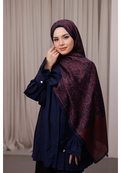 Mimiyum Nevra Desen Soft Şal Lacivert Bordo Çok Renkli