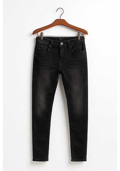 Erkek Slim Fit Dar Paça Esnek Likralı Denim Jeans Kot Pantolon - 7408 Koyu Gri
