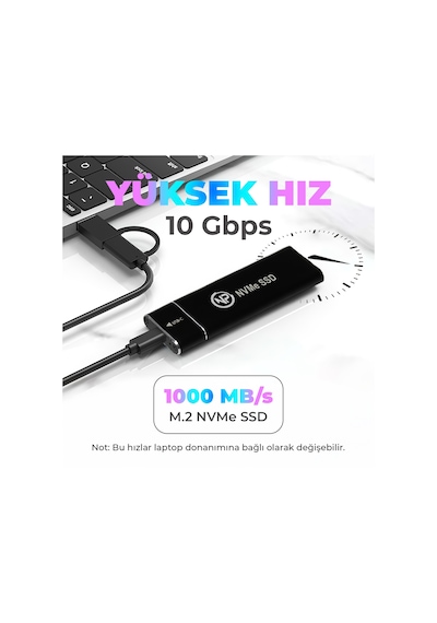 NPO DK02 512 GB 900/1000 MB/S NVMe M.2 USB-A/Type-C Taşınabilir Harici SSD