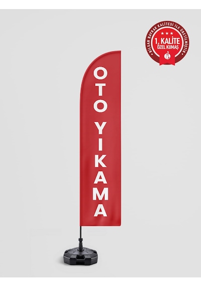 Oto Yıkama Yelken Bayrak Set No:2 - Raşel Kumaş 1. Kalite 75 x 300 CM