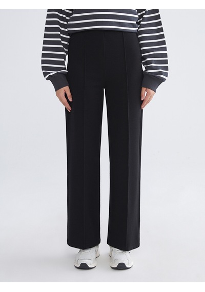 Lcw Modest Siyah Beli Lastikli Geniş Paça Kadın Pantolon