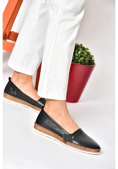 Fox Shoes P555002503 Siyah Hakiki Deri Günlük Kadın Ayakkabı Siyah-hakiki Deri Siyah
