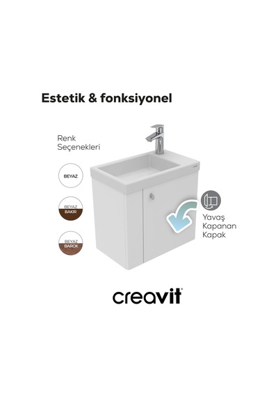 Creavit Forest Lavabo Dolabı 50 Cm Beyaz